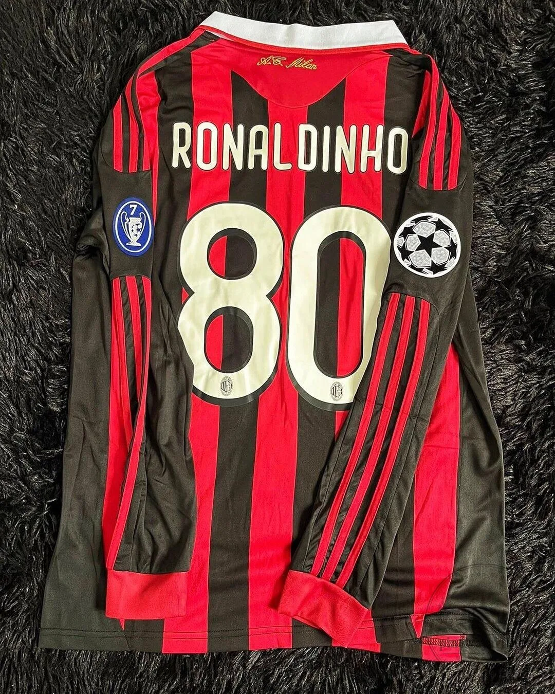 AC Milan Ronaldinho Number 80 Retro Long Sleeve Football Jersey
