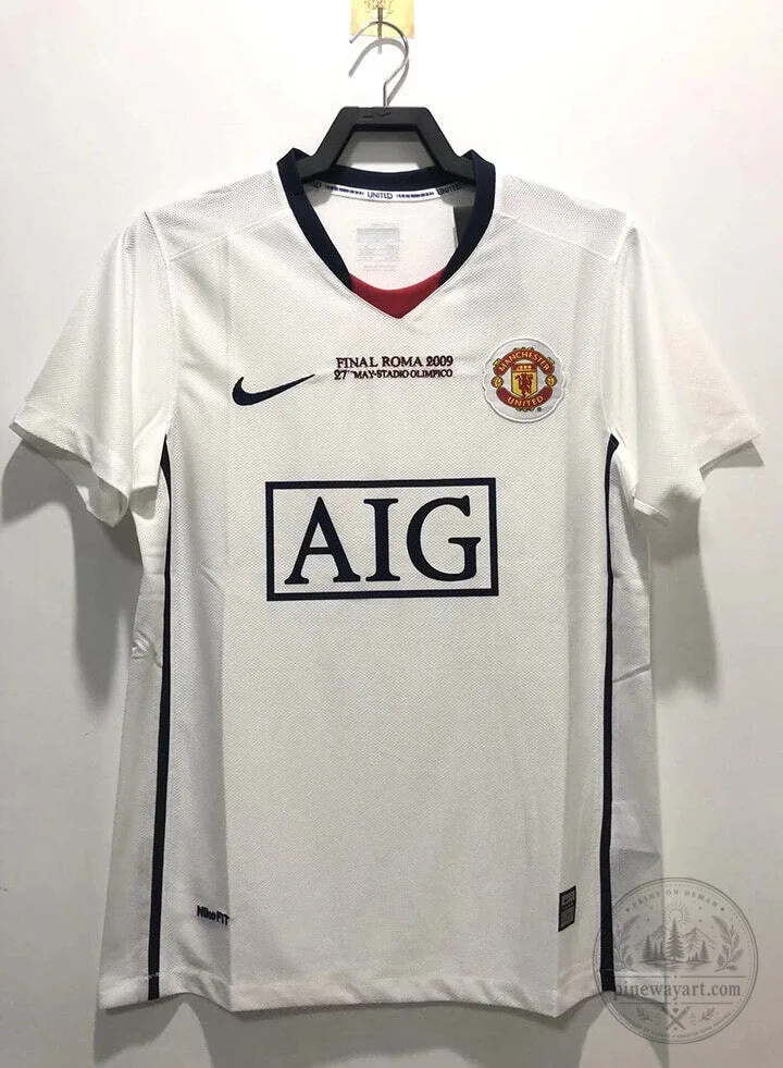 Manchester United 2009 Final Roma Stadium Olimpico Away Retro Football Jersey